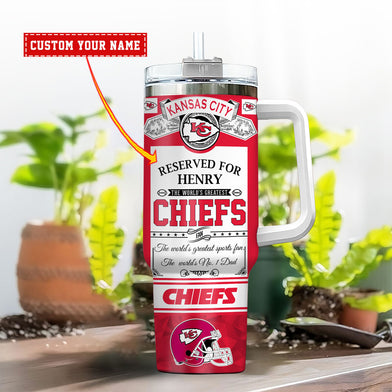 Customizable Kansas City Chiefs Tumbler with Handle - Perfect Gift for Fans - Image 2