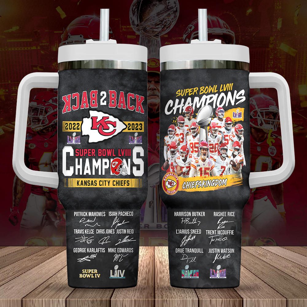 Kansas City Chiefs Super Bowl LVIII Champions Tumbler - Celebrate Back-to-Back Wins!