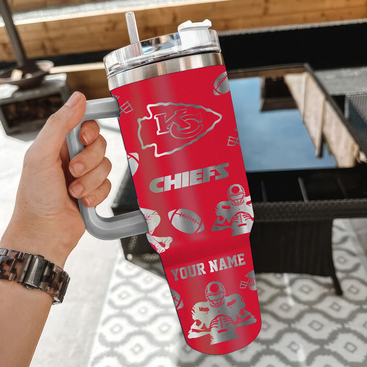 Customizable Chiefs Tumbler - Personalized Name, Perfect Gift for Fans - Image 2