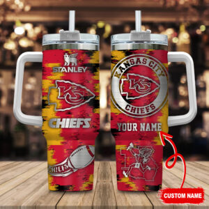 Kansas City Chiefs NFL Custom Stanley Quencher 40oz Stainless Steel Tumbler With Handle - Threewoofs