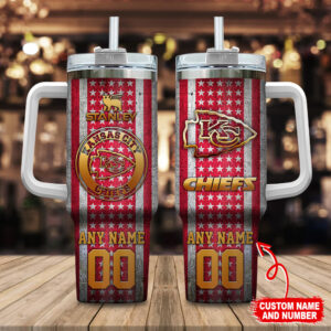 Custom Kansas City Chiefs Tumbler - Personalized Name & Number