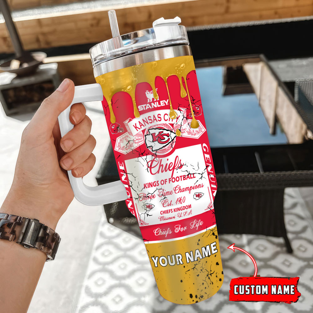 Custom Kansas City Chiefs Championship Tumbler with Handle & Straw - Image 3