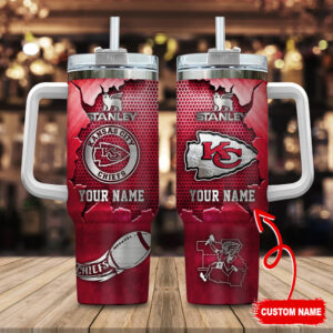 Customizable Kansas City Chiefs Tumbler with Handle - Personalized NFL Fan Gift