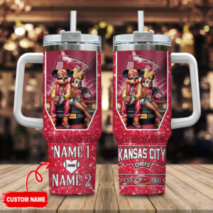 Custom KC Football Fan Tumbler with Iconic Cartoon Duo - Personalized Gift