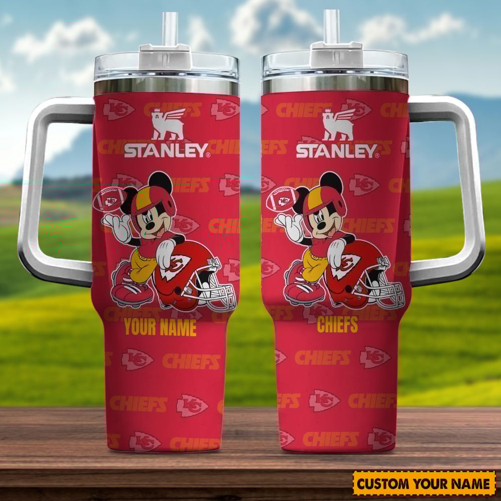 Customizable Mickey Football Tumbler - Perfect Gift for Chiefs Fans