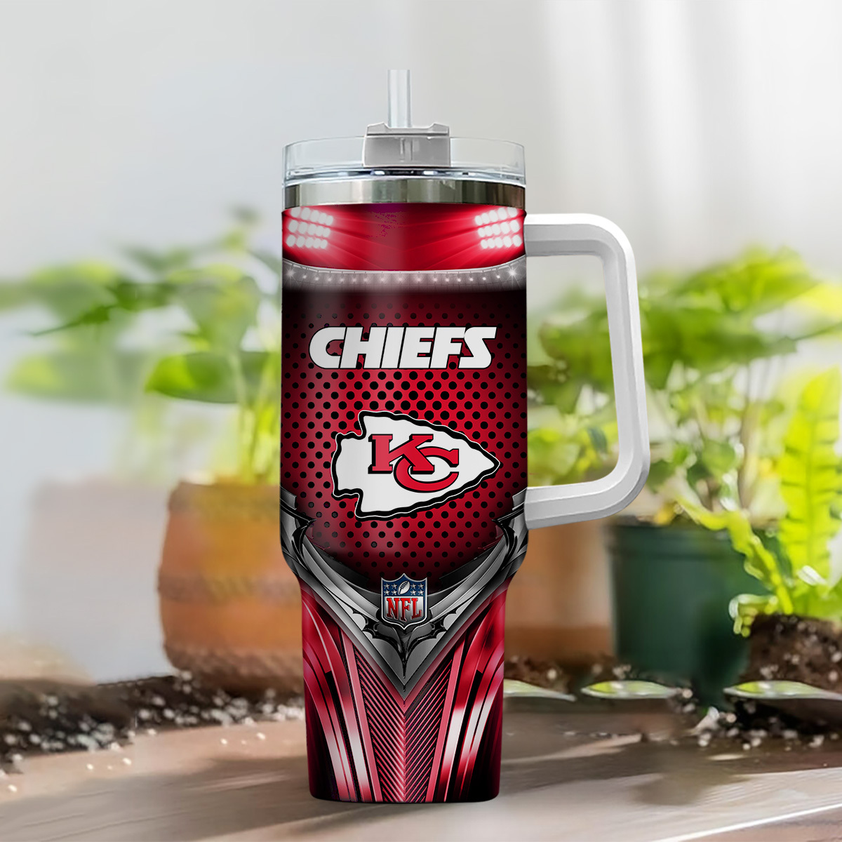 Personalized Chiefs Fan Tumbler with Handle - Customizable Name, Ultimate Gift - Image 2