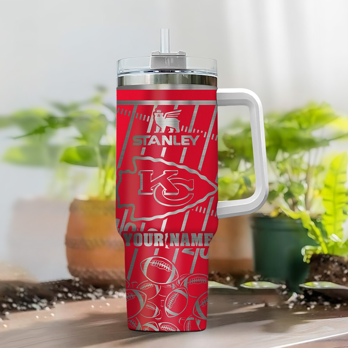 Customizable Stanley Tumbler with Kansas City Chiefs Design and Personal Name - Image 2