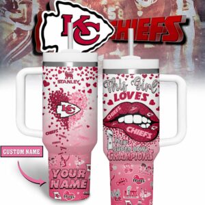 Kansas City Chiefs NFL Sports Custom Stanley Quencher 40oz Stainless Steel Tumbler With Handle - Threewoofs