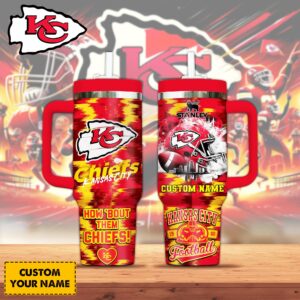 Kansas City Chiefs NFL Sports Custom Stanley Quencher 40oz Stainless Steel Tumbler With Handle - Threewoofs