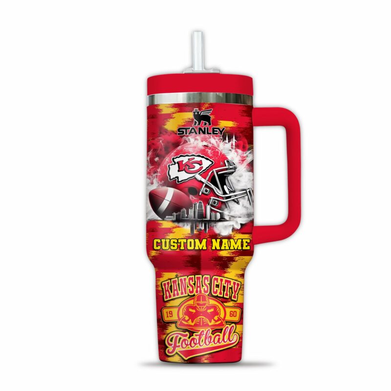 Kansas City Chiefs NFL Sports Custom Stanley Quencher 40oz Stainless Steel Tumbler With Handle - Threewoofs - Image 2