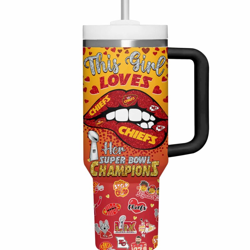 Kansas City Chiefs NFL Sports Custom Stanley Quencher 40oz Stainless Steel Tumbler With Handle - Threewoofs - Image 4