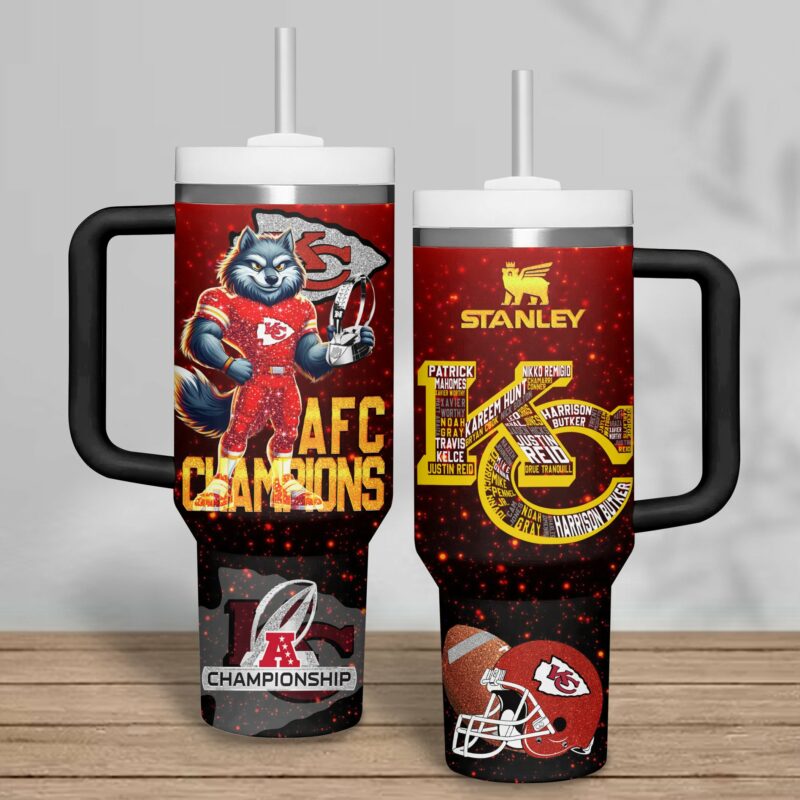 Kansas City Chiefs NFL Sports Custom Stanley Quencher 40oz Stainless Steel Tumbler With Handle - Threewoofs - Image 2