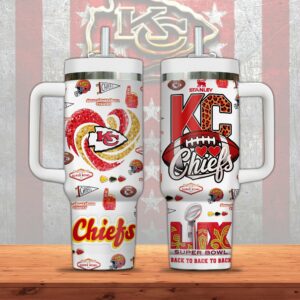 Kansas City Chiefs NFL Sports Custom Stanley Quencher 40oz Stainless Steel Tumbler With Handle - Threewoofs