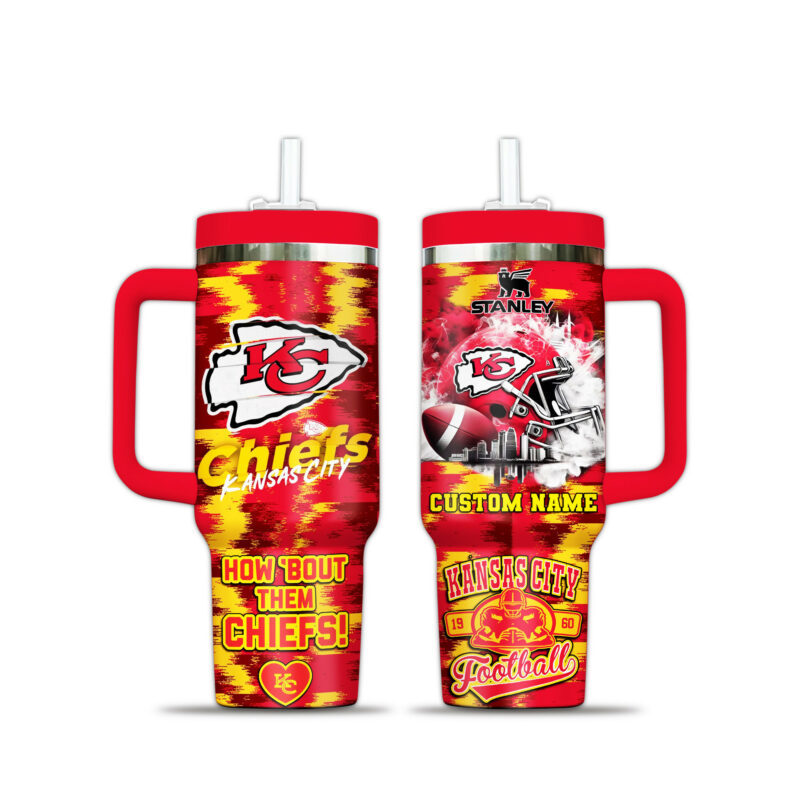 Kansas City Chiefs NFL Sports Custom Stanley Quencher 40oz Stainless Steel Tumbler With Handle - Threewoofs - Image 4