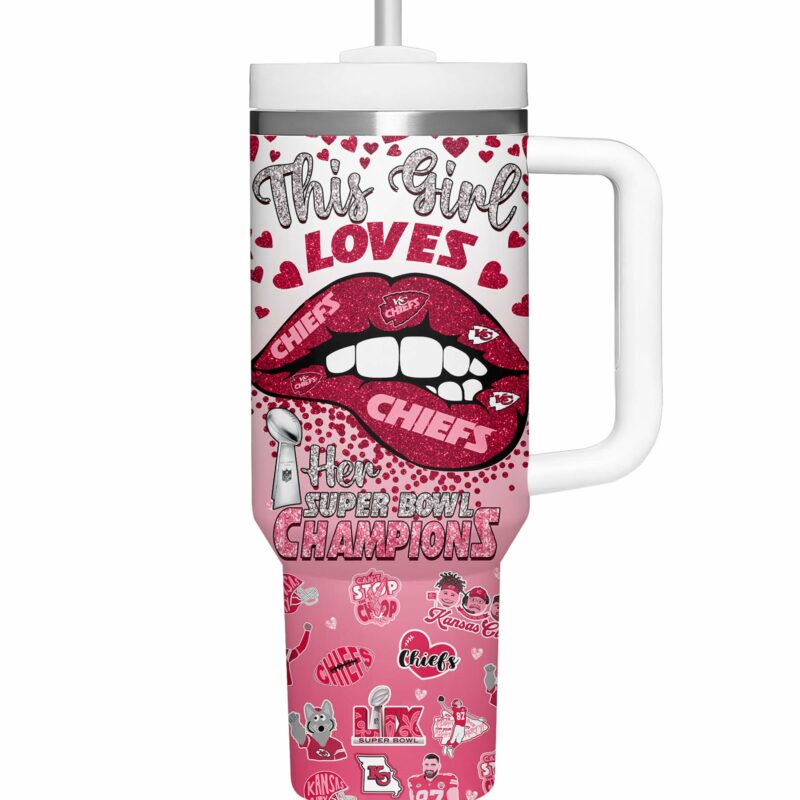 Kansas City Chiefs NFL Sports Custom Stanley Quencher 40oz Stainless Steel Tumbler With Handle - Threewoofs - Image 4