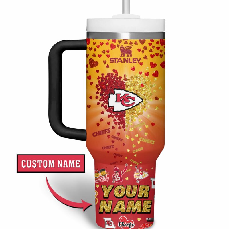 Kansas City Chiefs NFL Sports Custom Stanley Quencher 40oz Stainless Steel Tumbler With Handle - Threewoofs - Image 3