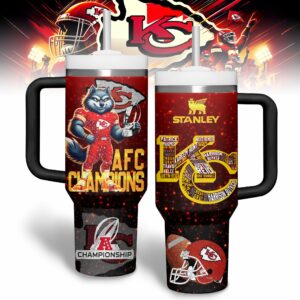 Kansas City Chiefs NFL Sports Custom Stanley Quencher 40oz Stainless Steel Tumbler With Handle - Threewoofs