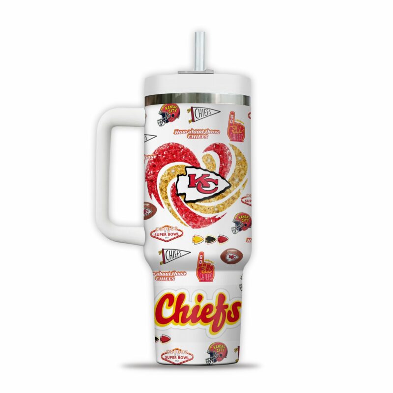 Kansas City Chiefs NFL Sports Custom Stanley Quencher 40oz Stainless Steel Tumbler With Handle - Threewoofs - Image 2