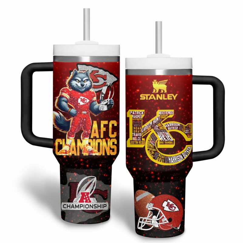 Kansas City Chiefs NFL Sports Custom Stanley Quencher 40oz Stainless Steel Tumbler With Handle - Threewoofs - Image 3