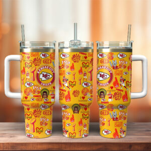 Kansas City Chiefs NFL Sports Custom Stanley Quencher 40oz Stainless Steel Tumbler With Handle - Threewoofs