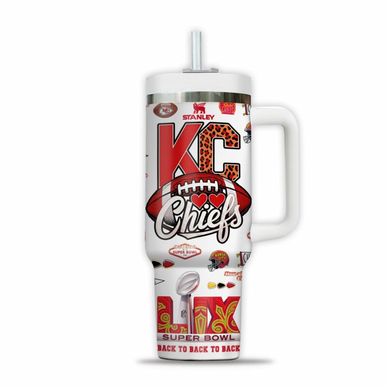 Kansas City Chiefs NFL Sports Custom Stanley Quencher 40oz Stainless Steel Tumbler With Handle - Threewoofs - Image 3
