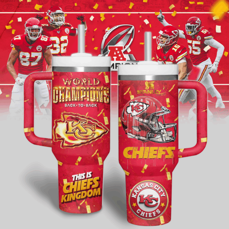 Kansas City Chiefs NFL Sports Custom Stanley Quencher 40oz Stainless Steel Tumbler With Handle - Threewoofs