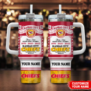 Customizable Kansas City Chiefs Championship Tumbler Mug - Personalized NFL Fan Gift