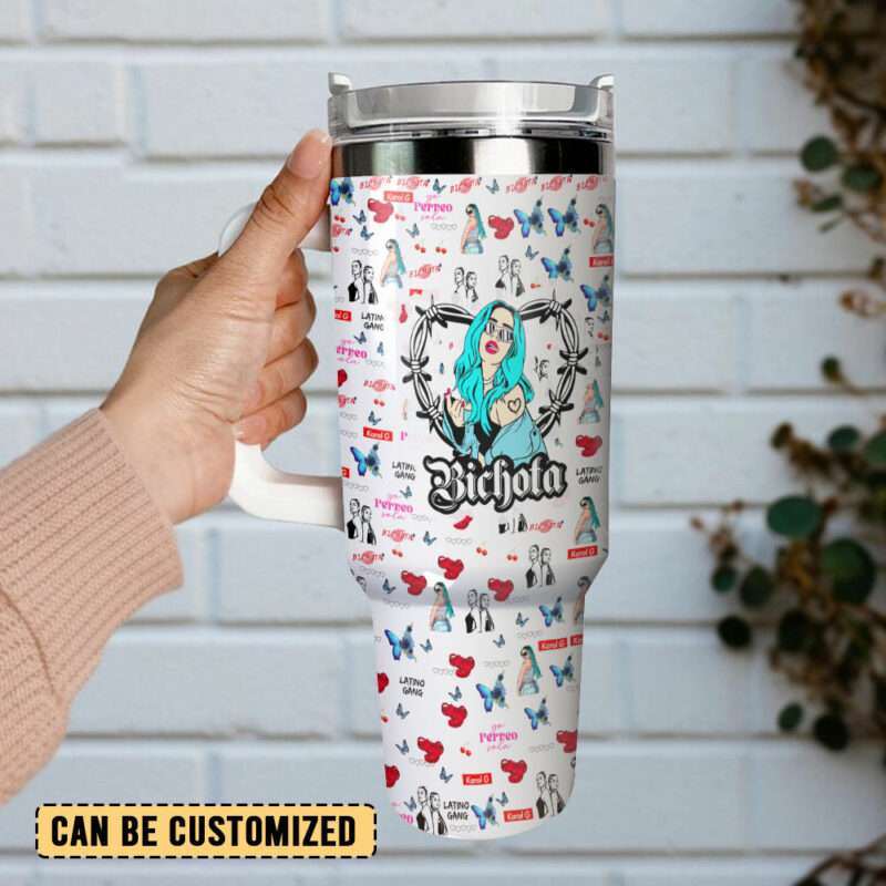 Karol G Music Custom Stanley Quencher 40oz Stainless Steel Tumbler With Handle - Threewoofs - Image 3