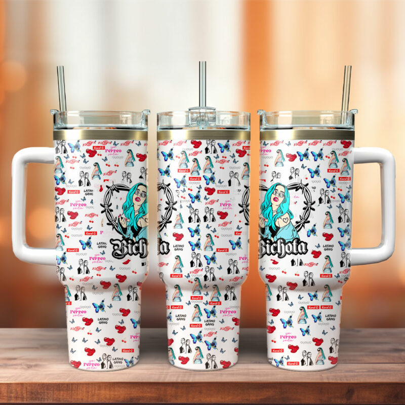 Karol G Music Custom Stanley Quencher 40oz Stainless Steel Tumbler With Handle - Threewoofs