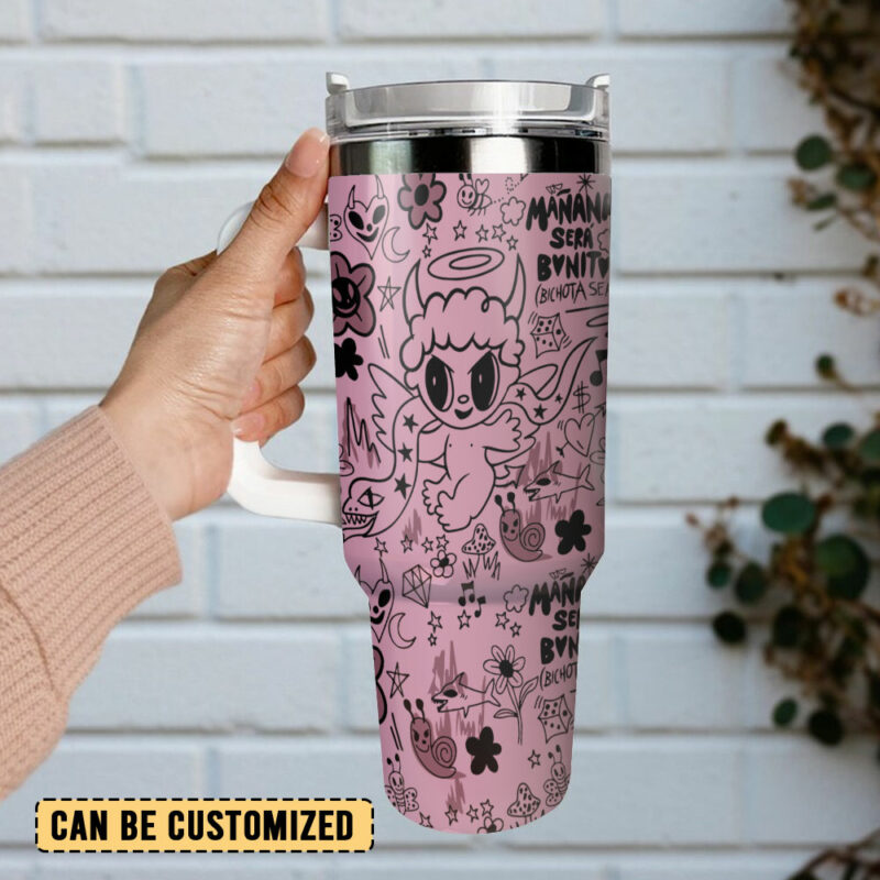 Karol G Music Custom Stanley Quencher 40oz Stainless Steel Tumbler With Handle - Threewoofs - Image 3