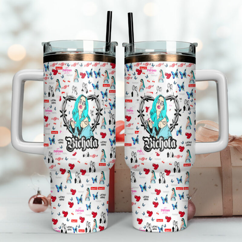 Karol G Music Custom Stanley Quencher 40oz Stainless Steel Tumbler With Handle - Threewoofs - Image 4