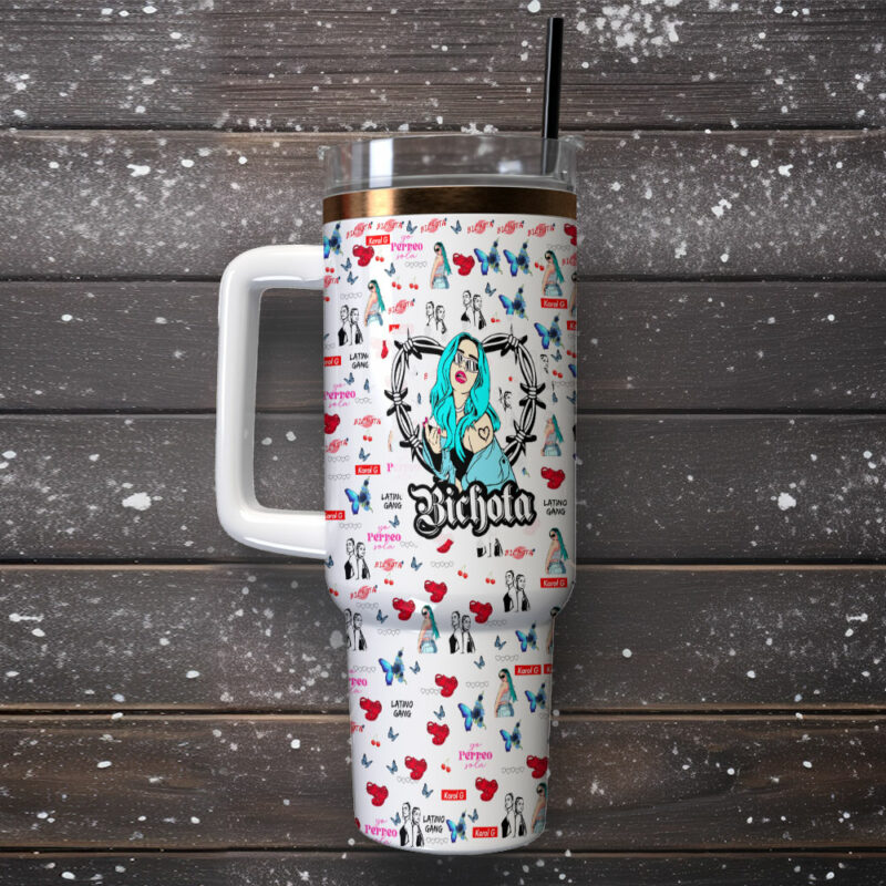 Karol G Music Custom Stanley Quencher 40oz Stainless Steel Tumbler With Handle - Threewoofs - Image 2