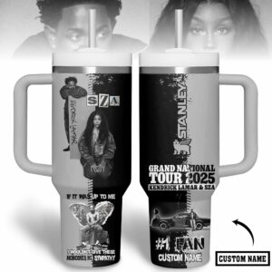 Kendrick Lamar x SZA Music Custom Stanley Quencher 40oz Stainless Steel Tumbler With Handle - Threewoofs