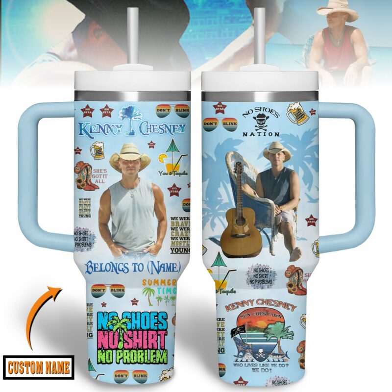 Kenny Chesney Music Custom Stanley Quencher 40oz Stainless Steel Tumbler With Handle - Threewoofs