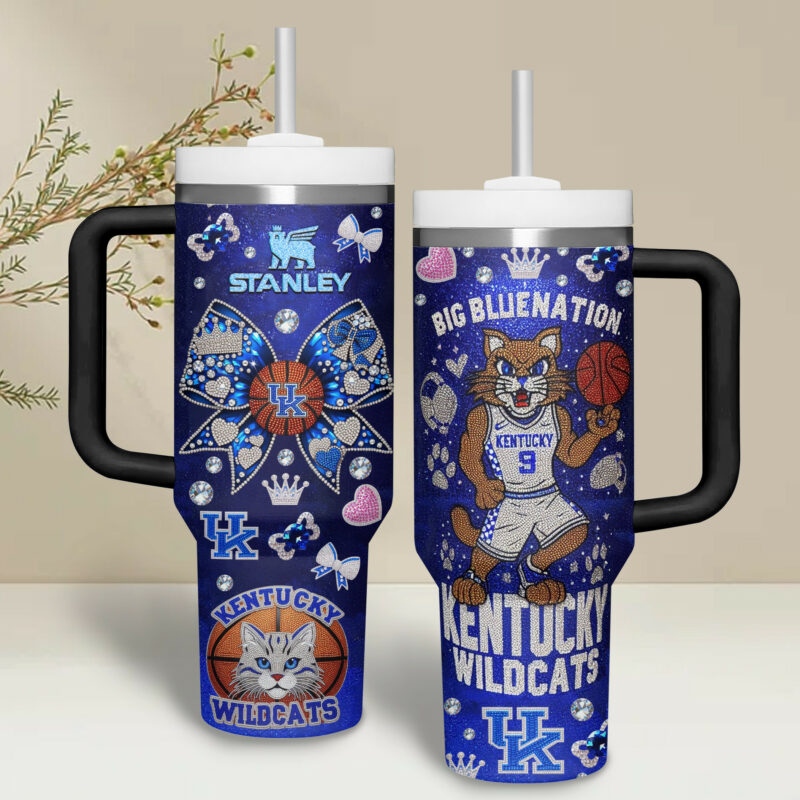 Kentucky Wildcats NCAA Custom Stanley Quencher 40oz Stainless Steel Tumbler With Handle - Threewoofs - Image 4