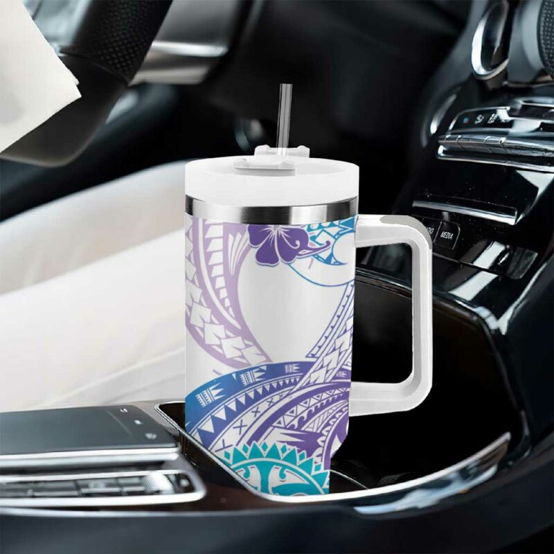 Kia Ora Maori New Zealand Pastel Sun Ta Moko Violet Custom Stanley Quencher 40oz Stainless Steel Tumbler With Handle - Threewoofs - Image 8