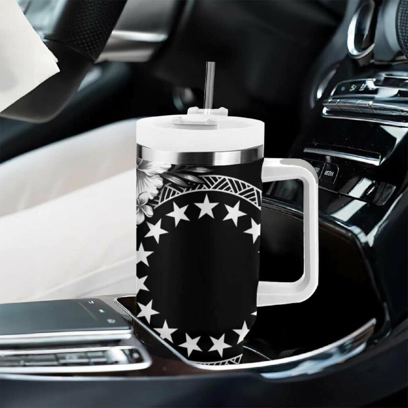 Kia Orana Cook Islands Tiare & Stars Custom Stanley Quencher 40oz Stainless Steel Tumbler With Handle - Threewoofs - Image 8