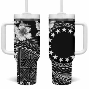 Kia Orana Cook Islands Tiare & Stars Custom Stanley Quencher 40oz Stainless Steel Tumbler With Handle - Threewoofs