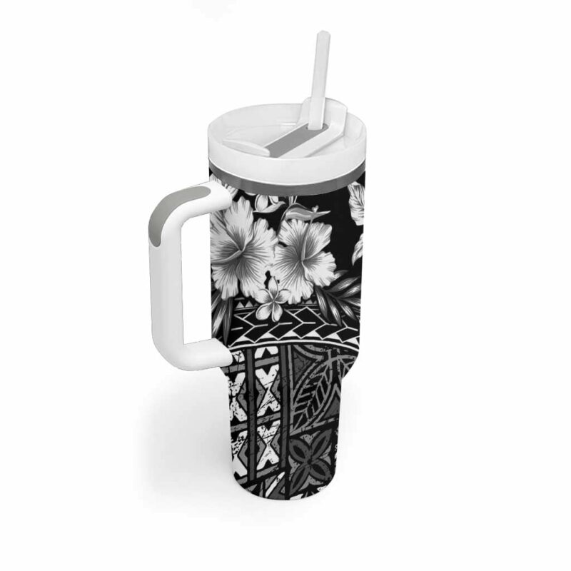 Kia Orana Cook Islands Tiare & Stars Custom Stanley Quencher 40oz Stainless Steel Tumbler With Handle - Threewoofs - Image 2