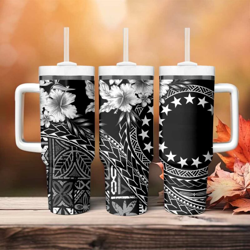 Kia Orana Cook Islands Tiare & Stars Custom Stanley Quencher 40oz Stainless Steel Tumbler With Handle - Threewoofs - Image 4