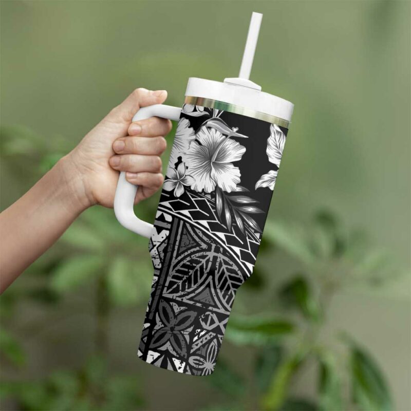 Kia Orana Cook Islands Tiare & Stars Custom Stanley Quencher 40oz Stainless Steel Tumbler With Handle - Threewoofs - Image 3