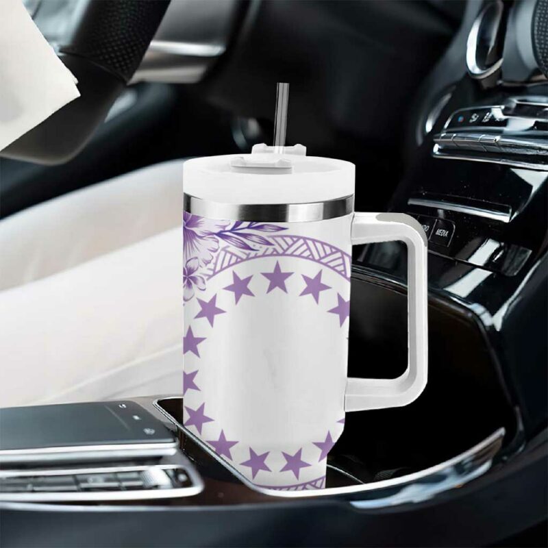 Kia Orana Cook Islands Tiare & Stars Lavender Custom Stanley Quencher 40oz Stainless Steel Tumbler With Handle - Threewoofs - Image 8