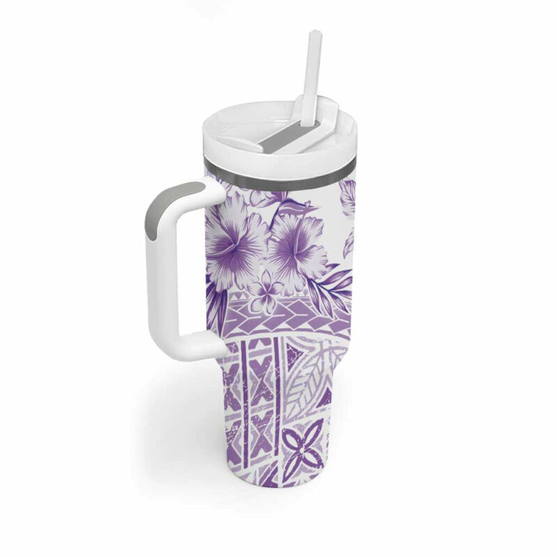 Kia Orana Cook Islands Tiare & Stars Lavender Custom Stanley Quencher 40oz Stainless Steel Tumbler With Handle - Threewoofs - Image 2