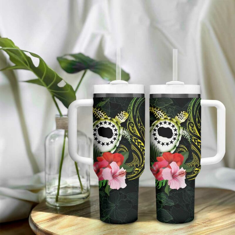 Kia Orana Cook Islands Turtle and Hibiscus Polynesian Custom Stanley Quencher 40oz Stainless Steel Tumbler With Handle - Threewoofs - Image 9