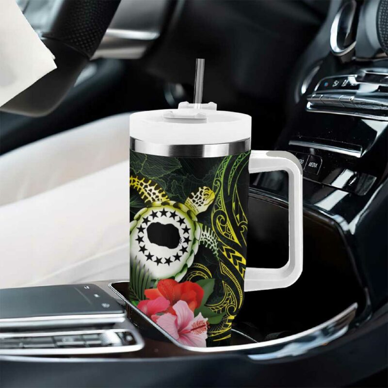 Kia Orana Cook Islands Turtle and Hibiscus Polynesian Custom Stanley Quencher 40oz Stainless Steel Tumbler With Handle - Threewoofs - Image 8