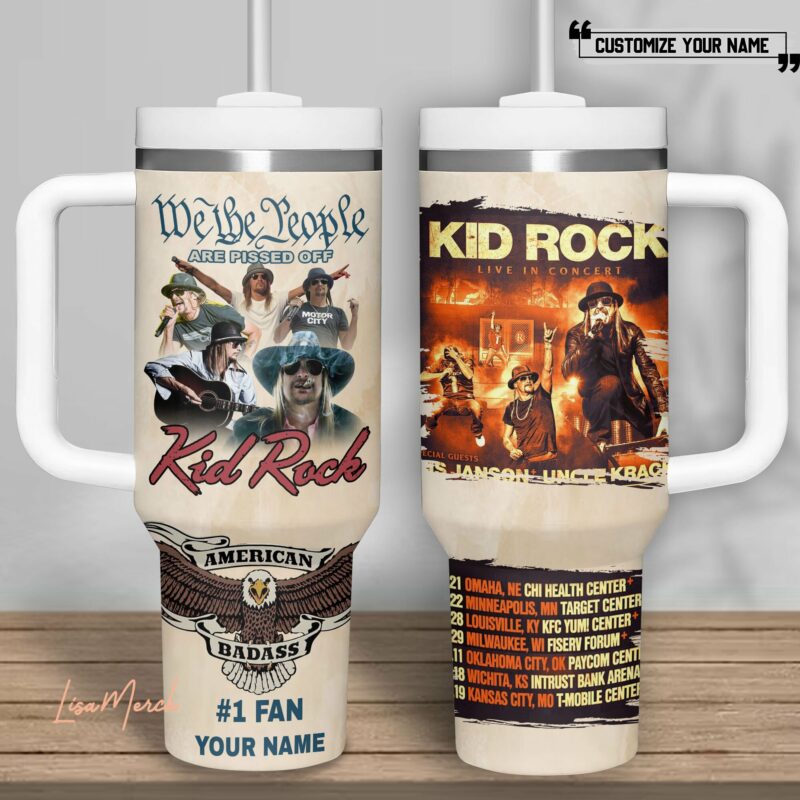 Kid Rock Music Custom Stanley Quencher 40oz Stainless Steel Tumbler With Handle - Threewoofs - Image 2