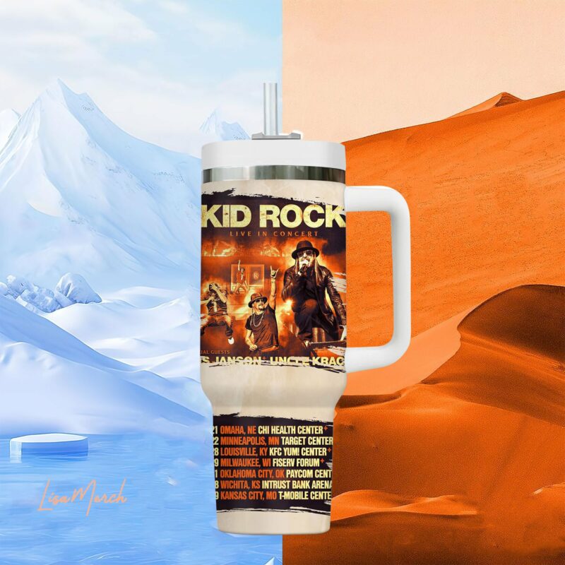 Kid Rock Music Custom Stanley Quencher 40oz Stainless Steel Tumbler With Handle - Threewoofs - Image 4