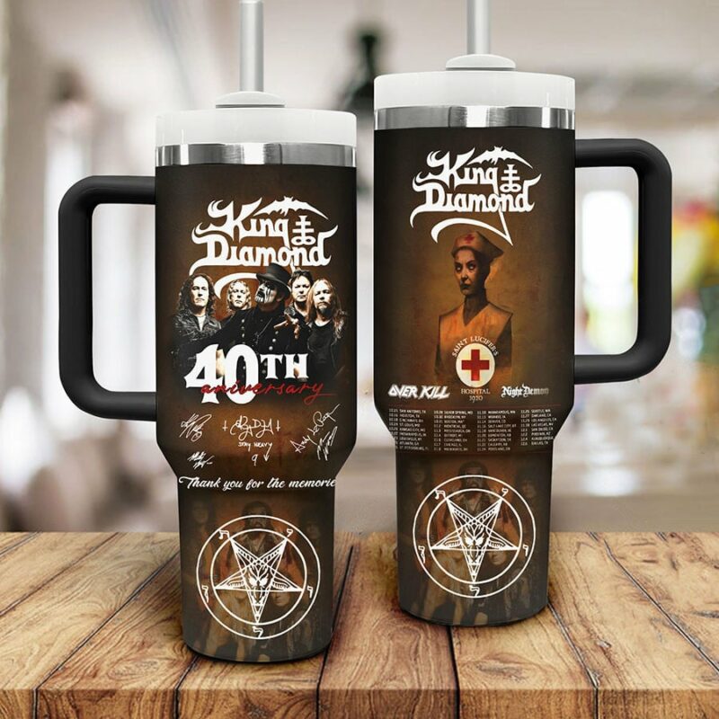 King Diamond Music Custom Stanley Quencher 40oz Stainless Steel Tumbler With Handle - Threewoofs - Image 2