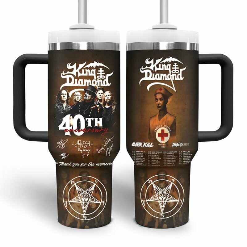 King Diamond Music Custom Stanley Quencher 40oz Stainless Steel Tumbler With Handle - Threewoofs - Image 3