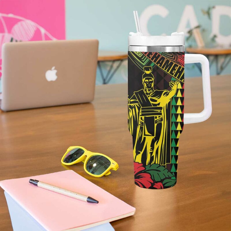 King Kamehameha Day Hawaii Kakau Reggae Custom Stanley Quencher 40oz Stainless Steel Tumbler With Handle - Threewoofs - Image 5